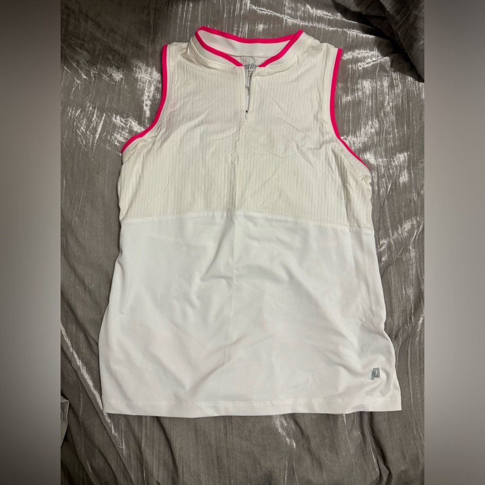 Brand new pink and white sleeveless prints, golf or tennis shirt